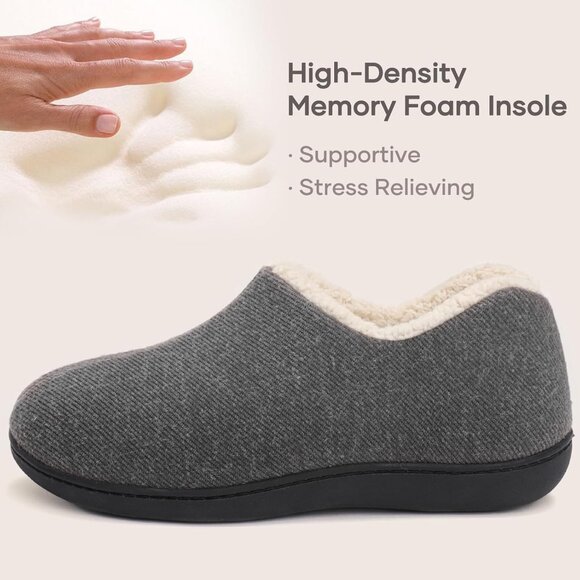 Stylish Grey Women's Indoor Loafers with Memory Foam & Non-Slip Outsole - Size 9 - Picture 4 of 9